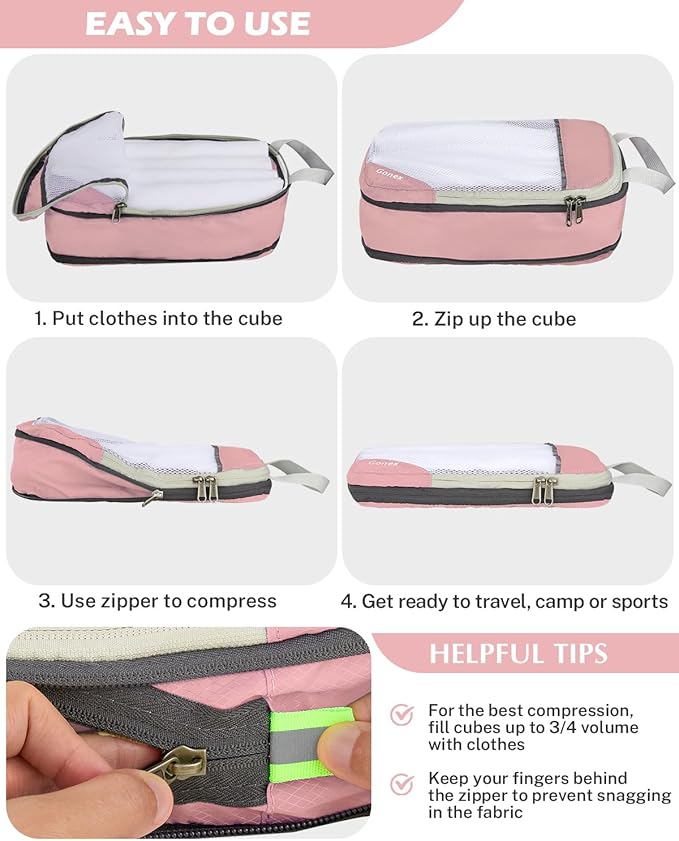 Compression Packing Cubes, Gonex Extensible Storage Mesh Bags Organizers