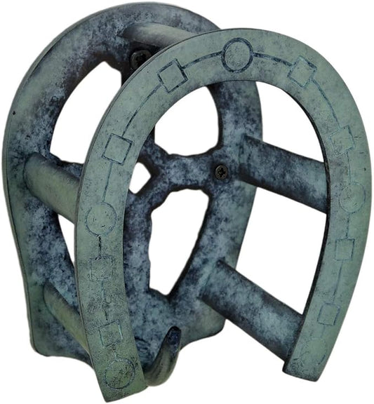 Brass Horseshoe Bridle Rack (Green Patina)