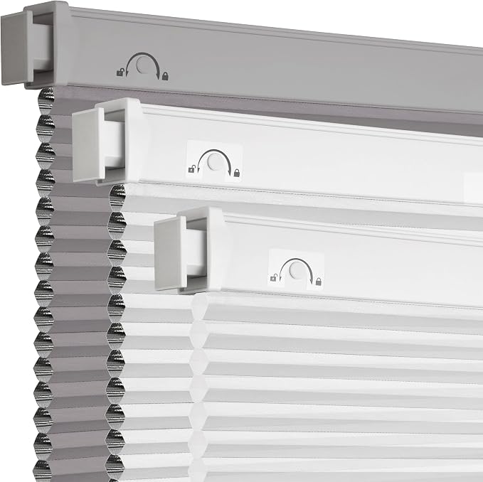 Grandekor No Drill No Tools Cordless Cellular Shades, 32.5" W x 64" H, Light