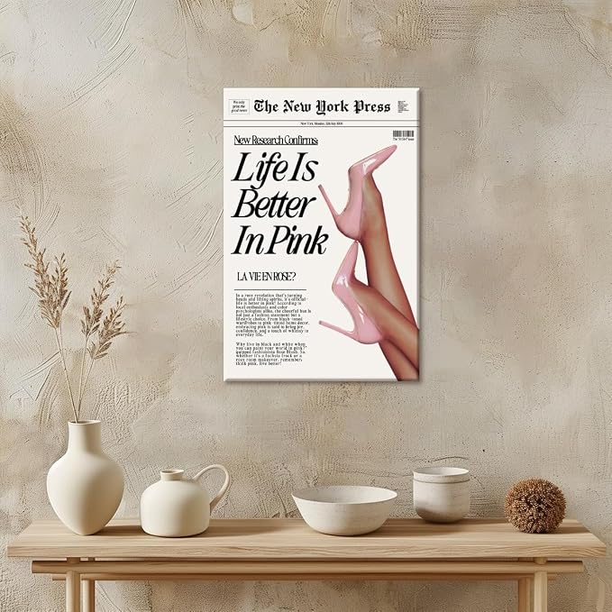 Trendy Baby Pink Poster 70s Canvas Prints The New York Press Wall Art Life Is
