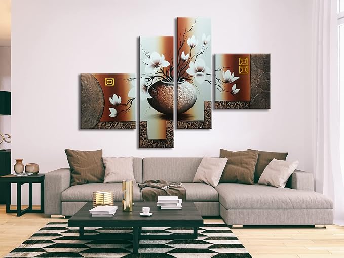 Wieco Art Huge Size Artwork 4 Panels 100% Hand-painted Modern Canvas Wall Art