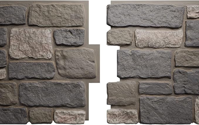 EverStone Cobblestone Faux Stone Panel, Midnight Granite Color