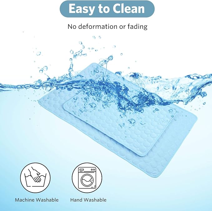 SHEJIZE Dog Cooling Mat Dog Cooling Pad Self Cooling Blanket, Washable Cooling Mat for Dogs, Pet Cooling Mat Keeps Pets Cool in Summer Heat, Resuable Fabric Cooling Mat (Blue, 59x39inch)