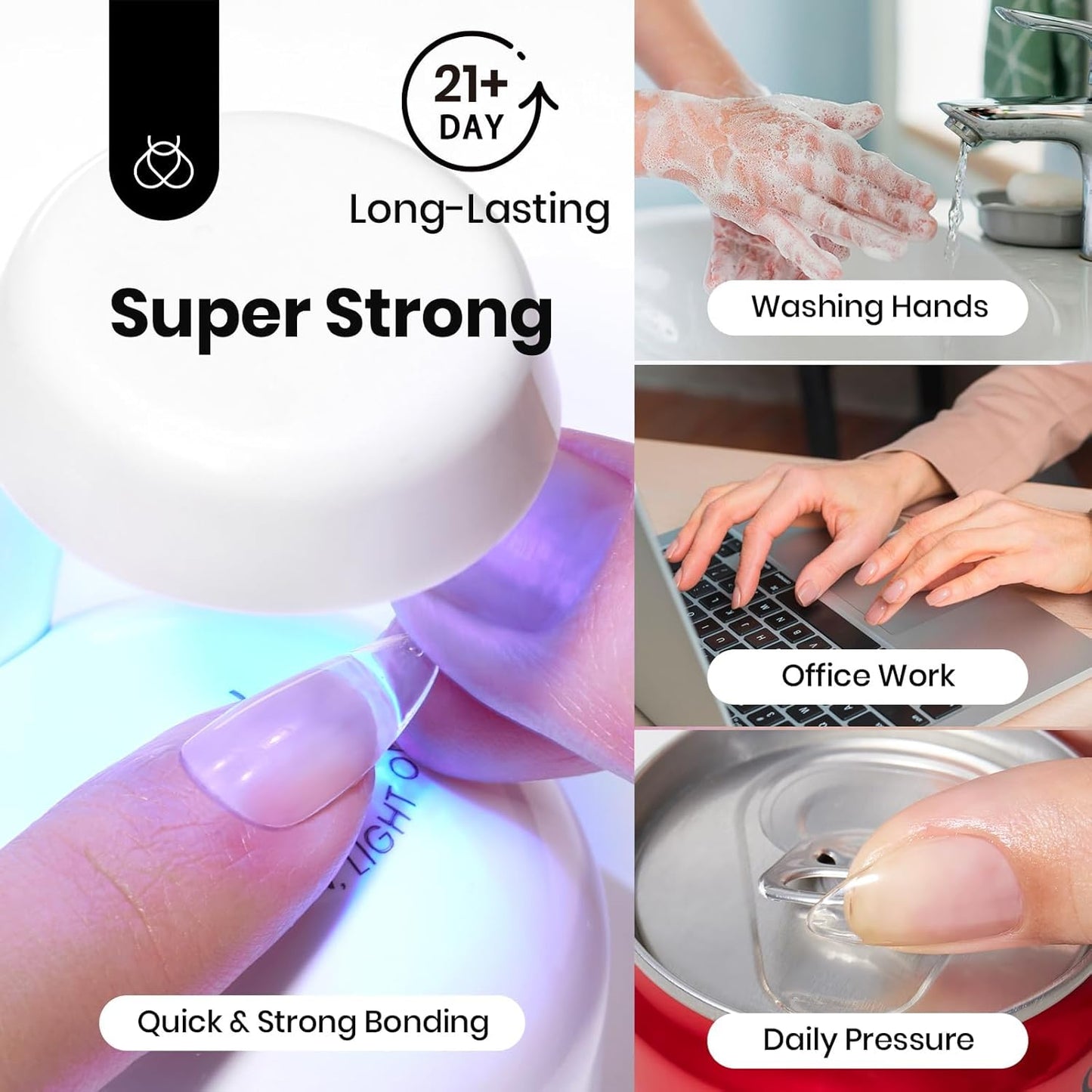 Beetles 2Pcs 15ml HEMA-Free Nail Glue Gel for Acrylic Nail Tips & Clear Press On Nails, Super Strong U V Nail Glue for Nail Extensions, DIY Long Lasting Nail Gel Kit