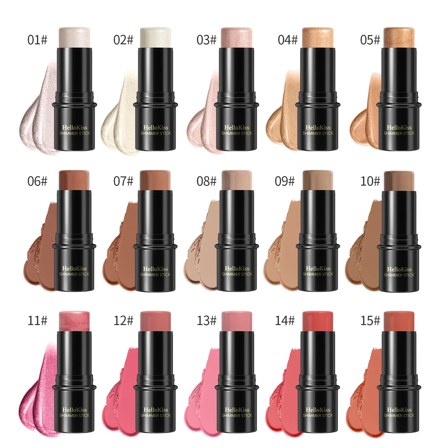 3 Pcs Cream Contour Stick Makeup Kit, Shades with Highlighter Stick, Blush Stick and Bronzer Contour Stick for Sculpt the Cheeks, Waterproof, Matte & Dewy Finish (Fair,#01+#08+#13)