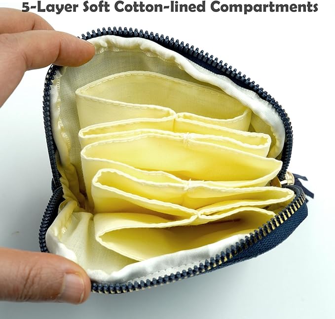 Travel Jewelry Case, Travel Jewelry Organizer, Travel Jewelry Bag with Zipper, Small Travel Jewelry Pouch for Necklaces Bracelets Bangles Rings Earrings Gemstones Storage (Khaki)