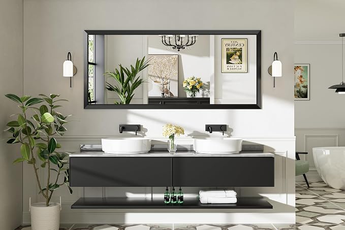 Briivue 72x32 Inch Black Bathroom Mirror