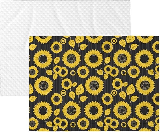 Double Sided Pet Throw for Dogs Who Shed, Abstract Yellow Sunflower, Reversible Blanket with Nubby Dot Side Catches Loose Fur for Easier Furniture Cleanup