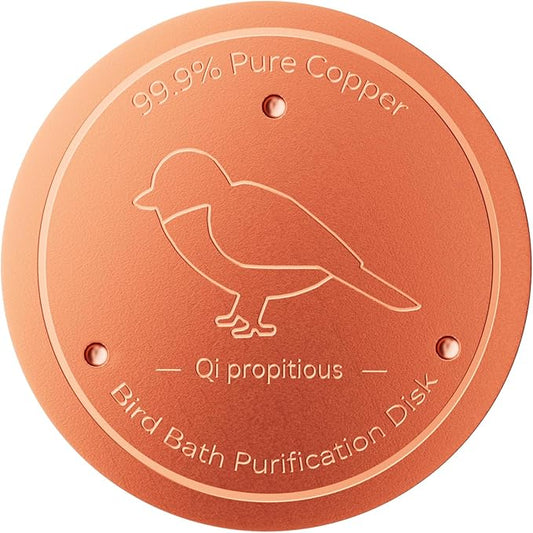 Bird Bath Copper Disk – 99.99% Pure Copper Water Cleaner, 1 mm Thick with Stable Triple-Point Support, Safe Natural Solution for Outdoor Birdbaths Bowls, All-Season Use,Bird,1pcs
