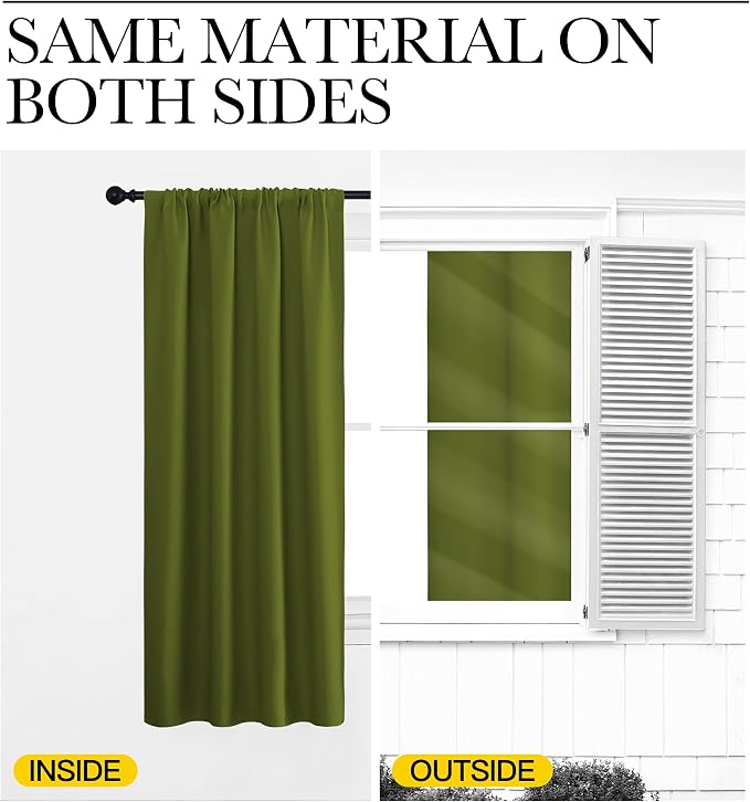 NICETOWN Window Curtains Blackout Drapes, Thermal Insulated Solid Rod Pocket