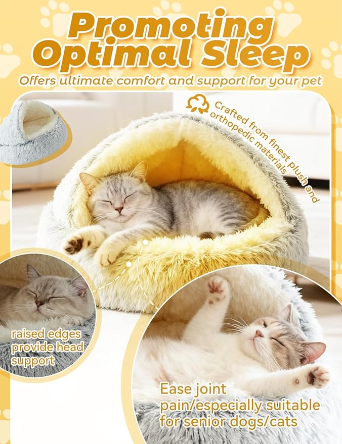 Dog Bed, Dog Bed with Cover Cave, Dual Comfort Design, Pet Bed for Small/Medium/Large Cats and Dogs, Anxiety Relief, Durable & Chew-Proof, Improves Sleep & Behaviour (Coffee, 15in)