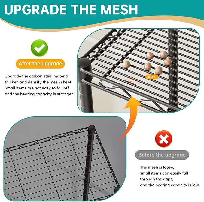 Narrow Metal Wire Shelving Unit, 10 x 16 x 55 in – Black