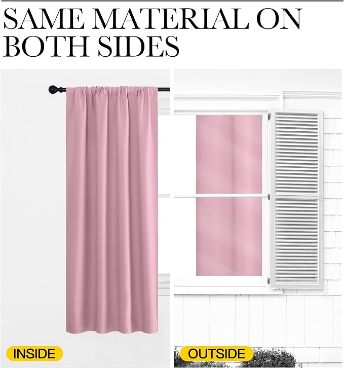 NICETOWN Kitchen Curtains, Rouge Pink, Short Blackout Curtains & Drapes