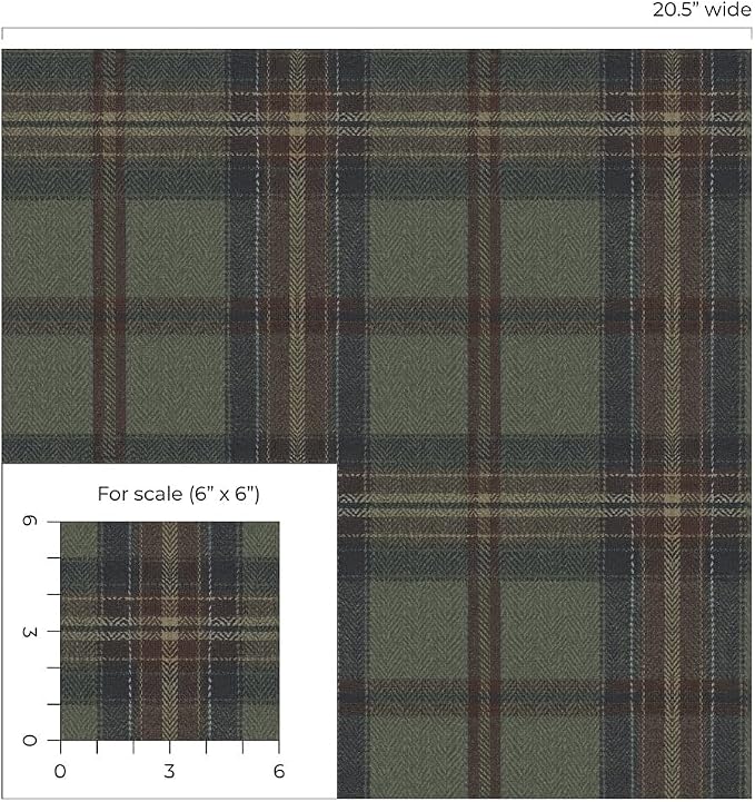 NextWall Harry & Grace Herringbone Plaid Premium Matte Non-Woven Peel and Stick