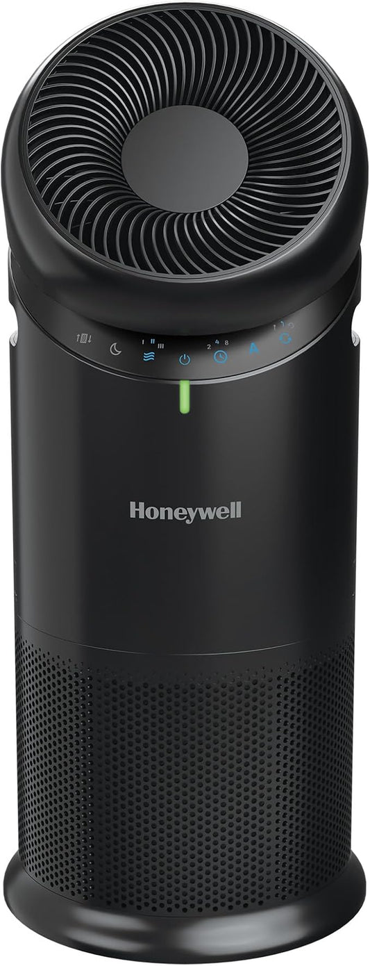 Honeywell Allergen Plus™ 3-in-1 HEPA Air Purifier, Fan & Air Circulator, 1928 Ft² Rooms in 1 hour, Air Quality Sensor, Sleep Mode, Reduces Allergens, Pet Dander, and Odors, Black, HPA6000B