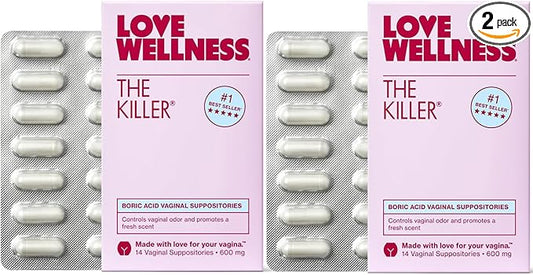 Love Wellness The Killer | Boric Acid Suppositories for Women | Vaginal Suppository for Healthy pH Balance & Vaginal Odor Control to Promote Fresh Scent | Vaginal Health Support | 28 Count