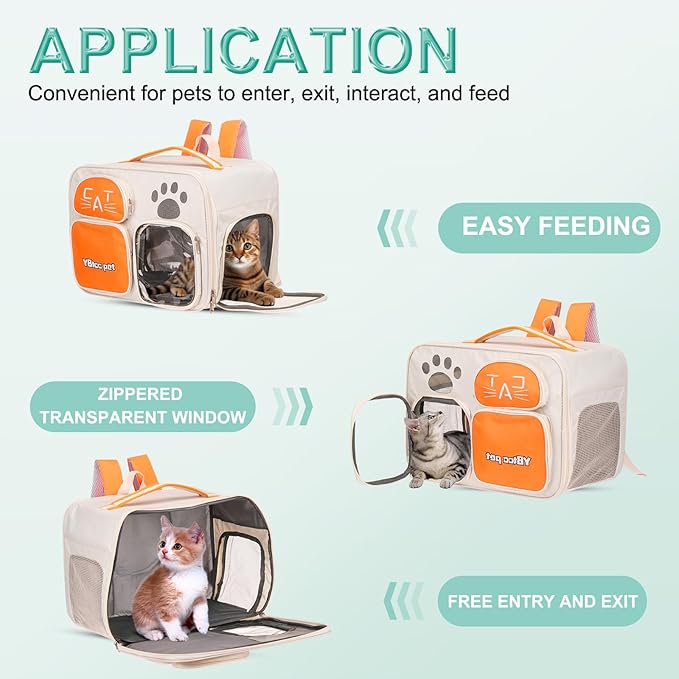 Cat Backpack Carrier, Breathable Dog Carrier Pet Supplies for Cats or Small Dogs Puppies, Intended for Hiking/Camping/Traveling (Pink, 16"x10"x12")