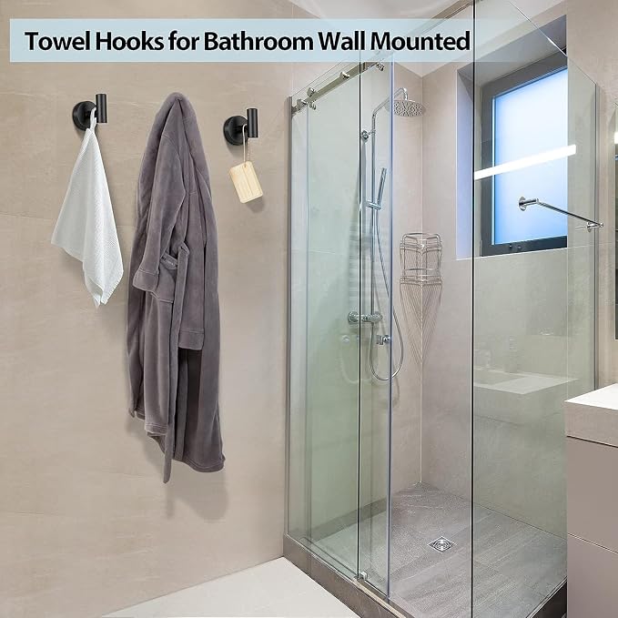 Kruodop Towel Hooks for Bathroom, 2 Packs Wall Mount Towel Holder, Bronze Matte