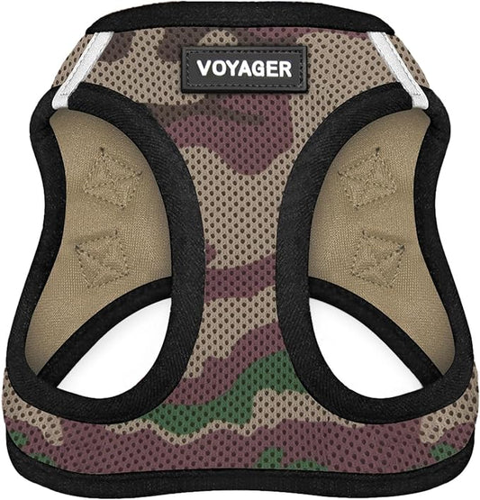 Best Pet Supplies Voyager Step-in Air Harness - All Weather Mesh, Reflective, No Pull Harness for Dogs, Cats - Secure with Hook & Loop Fastener, Buckle, Double D-Rings - Army/Black Trim, XS