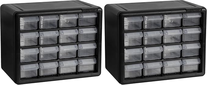 Akro-Mils 16-Drawer Plastic Storage Cabinet | 10-1/2 x 6-1/2 x 8-1/2 Inch | Black | Model 10116 | Garage Organization