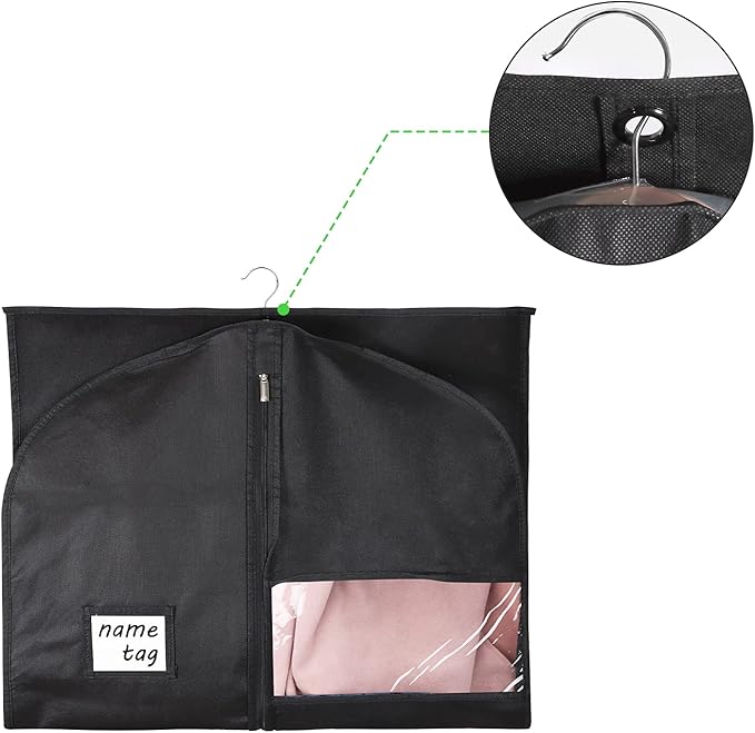 KEEGH 40" Suit Bags for Closet Storage (Set of 16) Garment Bags for Hanging Clothes, Suit Cover Bags for Suits Coats Dress with Zipper and Transparent Window, Black