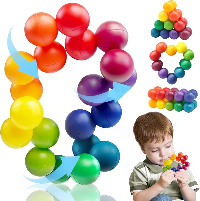 Sensory Autism Balls Toy for Toddler Kids, Airplane Travel Toys for Age 3-5 5-7 3-4 4-8 School Fidget Classroom Autistic Calm Down Treasure Prize Box Dementia Activities Easter Basket Stuffers Gifts