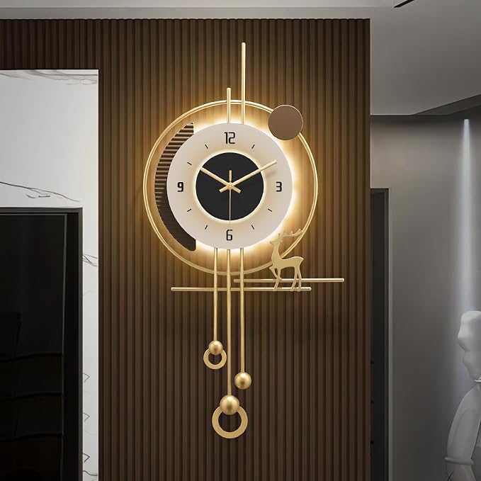 Modern Wall Clock for Living Room, Large Gold Decorative Wall Clock