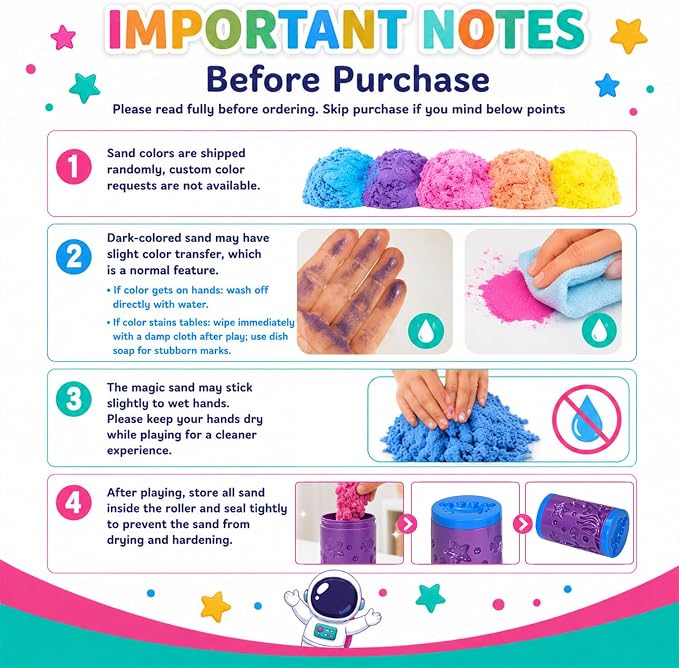 DaoDaoZhu Sensory Sand Kit, Magic Sand Toys, Sensory Toys for Kids Toddlers | Ocean & Space Pattern Roller, 10.58oz Non-Toxic Stretch Magic Sand, Sensory Play Sand Toys, Christmas & Birthday Gifts