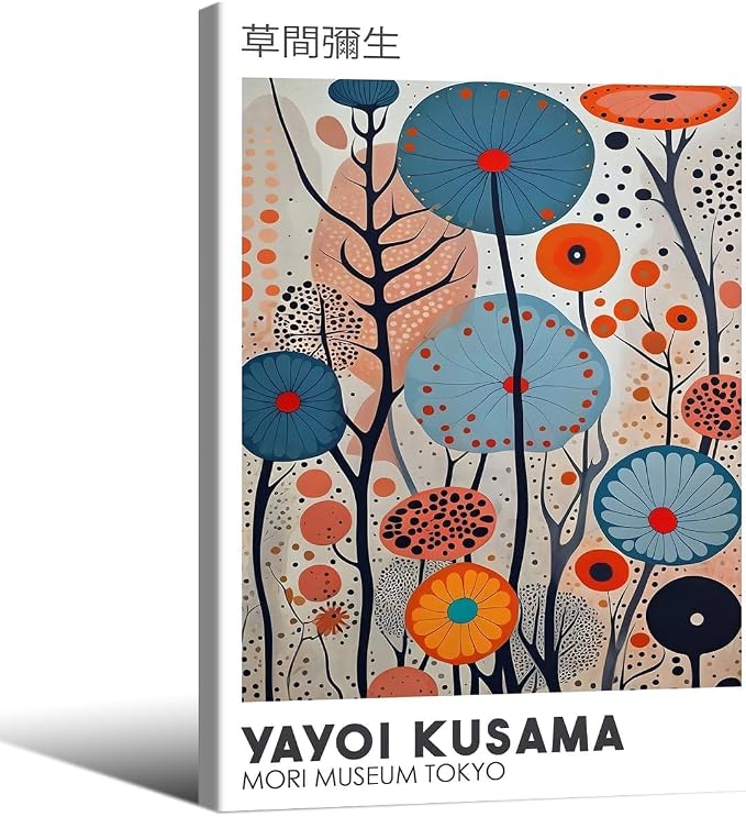 Yayoi Kusama Framed Wall Art 20x30in Vintage Japanese Painting Posters Tokyo