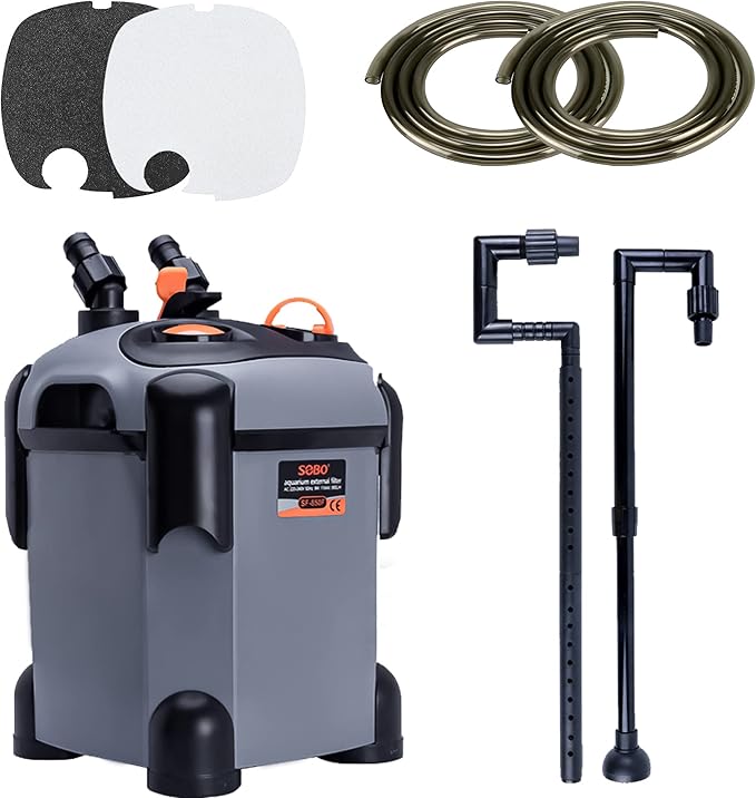 Aquarium Canister Filter with 3 Media Trays Spray Bar External Canister Filter for Large Fish Tank and Aquariums, 650F - 171GPH