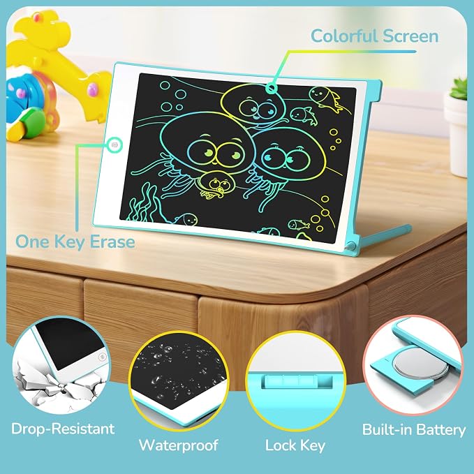 TECJOE LCD Writing Tablet, 8.5 Inch Colorful Drawing Board, Kids Travel Games Activity Learning Toys, Birthday Gifts for 3-8 Year Old Boys Girls Toddlers Preschooler | Colorful Doodle Board, Travel Road Trips Essential, Quiet Time, Learning Toys Birthd...