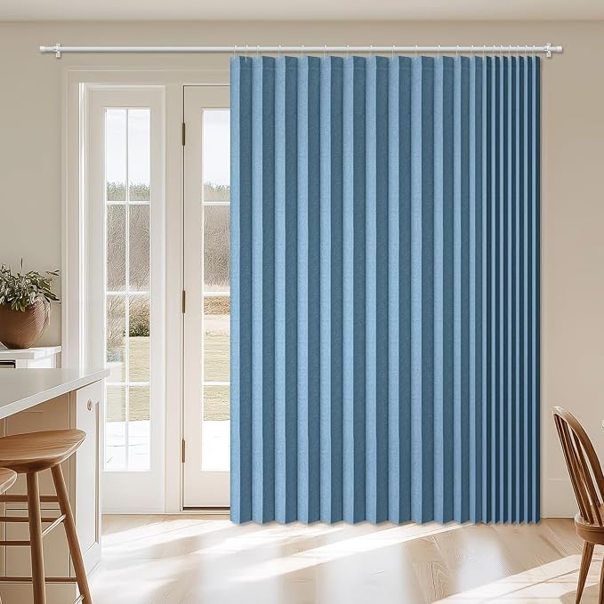 AJAZZ Blackout Accordion Door Curtain 98"x78" Blue