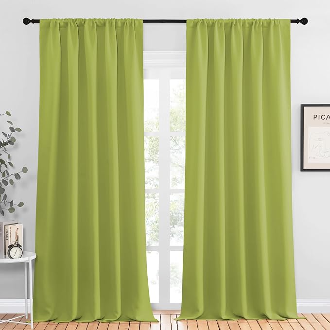 NICETOWN Blackout Curtains for Living Curtains, Fresh Green, 2 Panels, 52 by 95