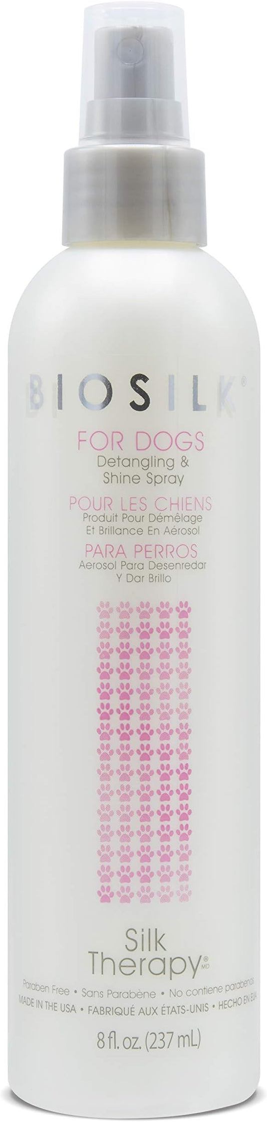 BioSilk for Dogs Detangling Spray with Shine Support, Lightweight Leave in Grooming Mist That Helps Smooth Coats, Detangle, and Add Shine Without Buildup, 8 Fl Oz - 6 Pack