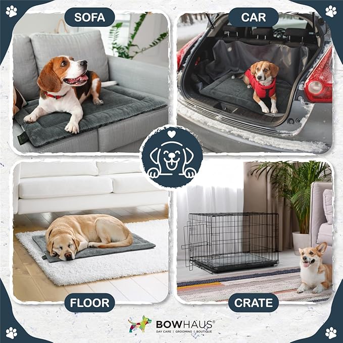 33.5" x 20” Machine-Washable Fluffy Dog Bed for 36" Kennel, Soft Crate Mat with Non-Slip Bottom, Cozy Pet Pad for Sleeping, Medium Dog Kennel Flat Bed