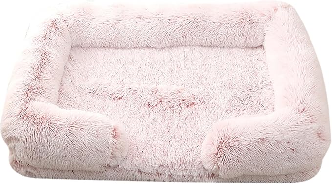 Dog Beds Large Sized dog Orthopedic, Sofa Dog Bed with Waterproof Lining and Nonskid Bottom, Rectangle Washable Dog Bed for Medium Small Dogs and Cats Comfortable ( Color : Pink , Size : 23 x 18" )