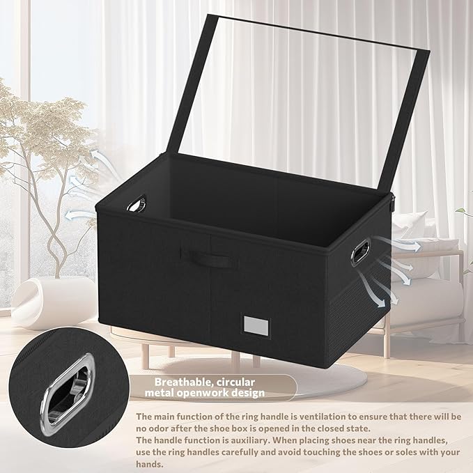 Foldable Shoe Storage Box for 18 Pairs – Black