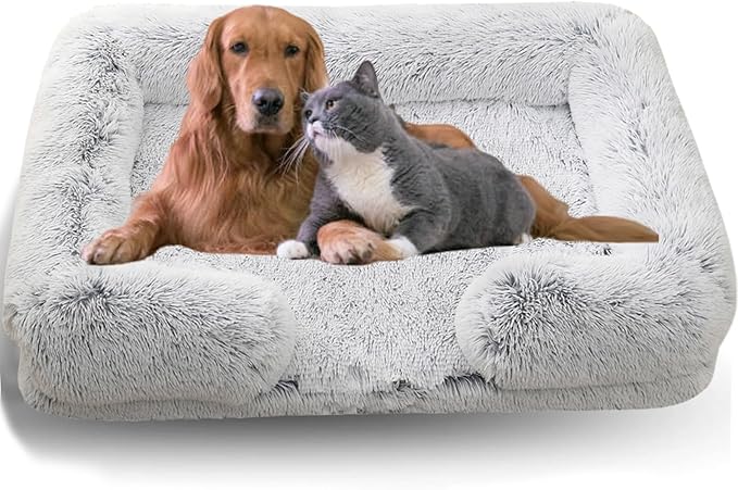 Dog Beds Medium Large Size Dog, Calming Dog Bed with Removable Washable Cover, Waterproof Lining and Nonskid Bottom(Gradient-Grey,M)