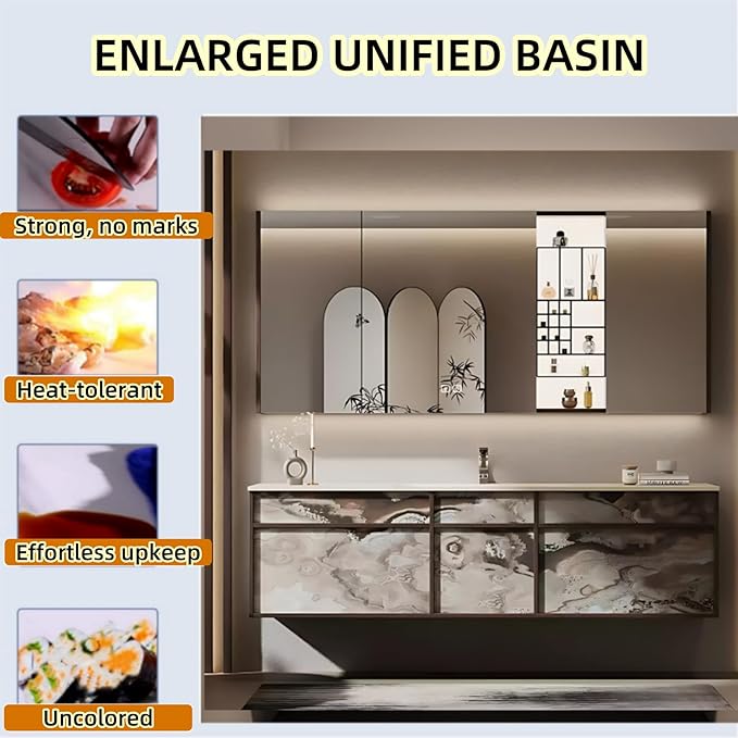 64in Bathroom Vanities Set - Bathroom Vanity with Sink, Tall Storage, Smart Defogging Mirror, Integrated Sink & 2 Large Drawer | Floating Cabinet