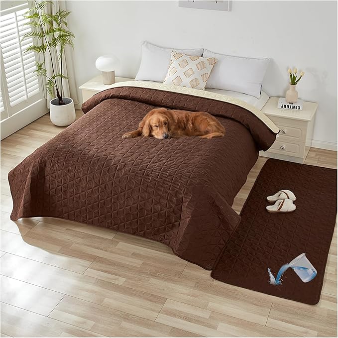 Waterproof Dog Bed Cover Pet Blanket, Soft Pet Couch Covers for Sofa Washable, Bed Couch Sofa Furniture Protector for Puppy Cat Kids (Brown,100 * 127 CM)