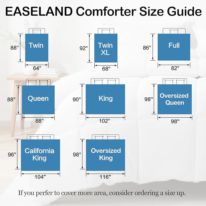 EASELAND Twin Size Down Alternative Comforter - Quilted Duvet Insert for All Seasons, Soft Lightweight with Corner Tabs, Summer Winter Warm Bedding, Black 64×88 Inches