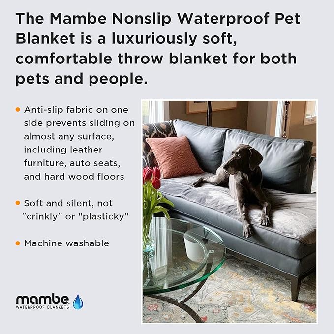 Mambe Non-Slip Pet Blanket Medium, Cappuccino - Soft and Silky Waterproof Throw - Machine Washable Fleece - for Protecting Furniture from Stains and Accidents - for Dog and Pet Fur