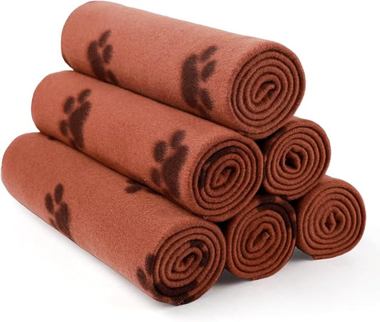 LINENLUX Cute Dog Blanket for Small Medium Dogs 6-Pack Soft Stretchy Fleece Blankets for Pet Cat Puppy Warm Wrinkle-Resistant Throw for Couch Bed Outdoor Coffee 45x31 inch (Pack of 6)