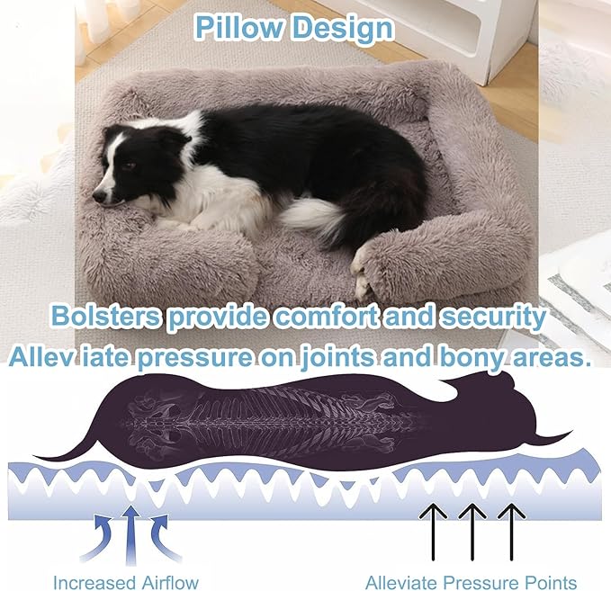 Dog Beds Large Sized dog Orthopedic, Sofa Dog Bed with Waterproof Lining and Nonskid Bottom, Rectangle Washable Dog Bed for Medium Small Dogs and Cats Comfortable ( Color : Brown2 , Size : 17 x 15" )