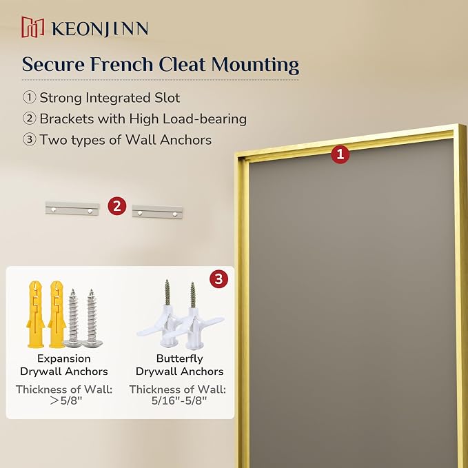 Keonjinn 24" x 36" Brushed Gold Bathroom Mirrors