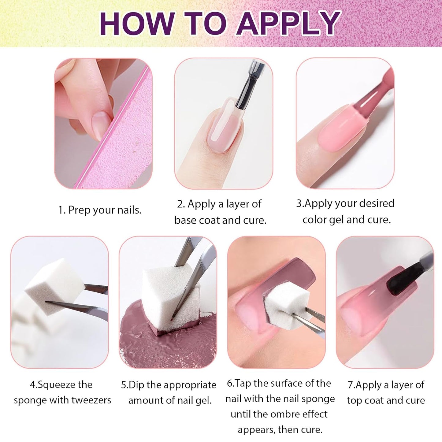 Gradient Painting Gel, 12 Colors Ombre Gel Nail Polish with 100Pcs Nail Sponges &Tweezers for Pigment Pat Aura Nails French Manicure Soak Off UV Long-lasting Set Palette Chroma Carnival