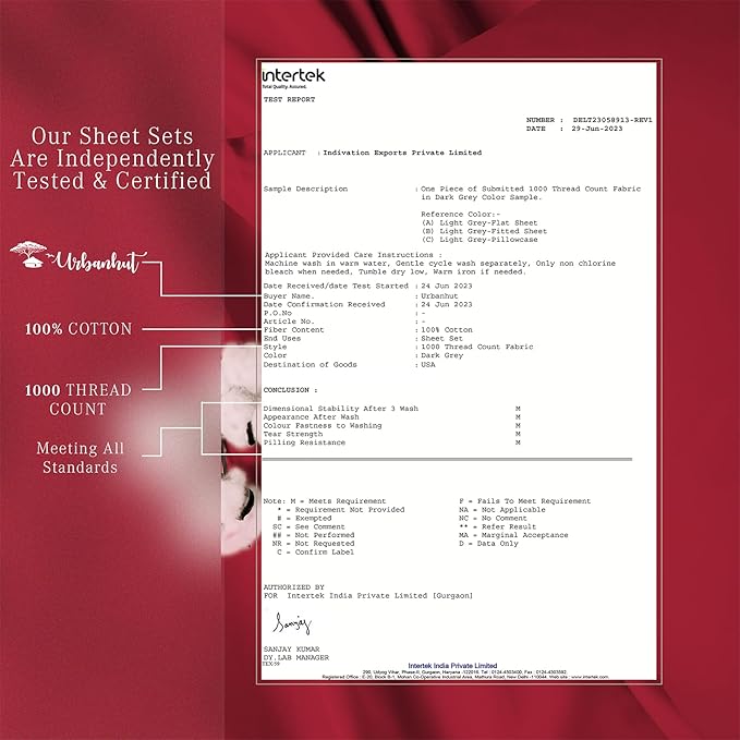 URBANHUT 1000 Thread Count King Bed Sheets Egyptian Cotton Sheet Set, Long Staple Soft & Breathable, 4 Pc Bed Sheet Sets, Luxury Hotel Sateen Sheets Fits 16" Deep Pocket - Burgundy