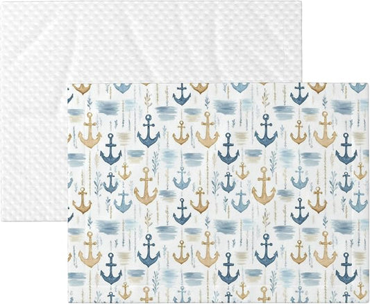 Waterproof Dog Blanket Soft Pet Blanket for Puppy Cat, Fleece Cat Throw Blankets for Furniture Bed Couch Sofa Reversible - Nautical Anchors 1