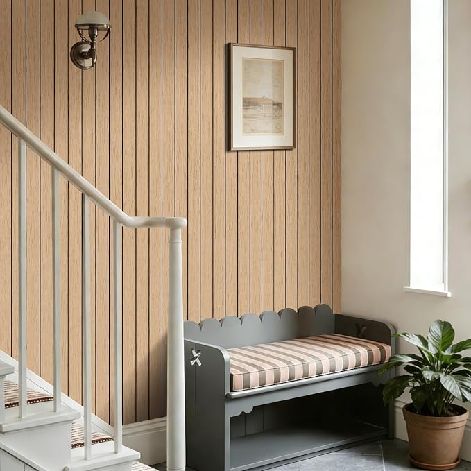 Arthome Peel and Stick Slat Wall Panels 15.7 "x240, Self-Adhesive PVC Wood