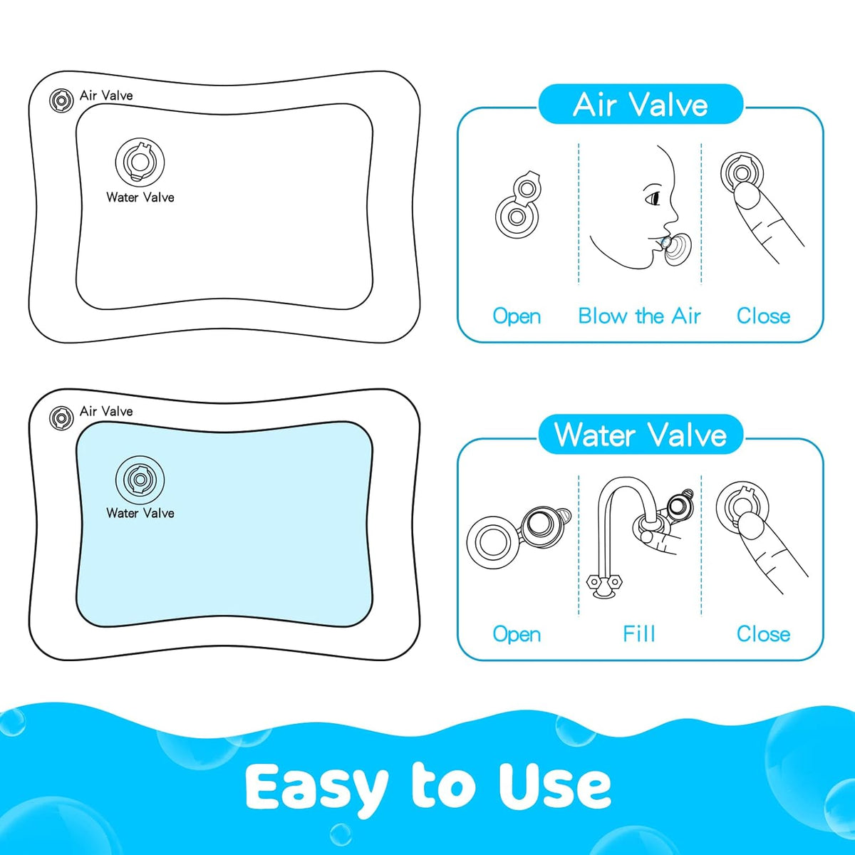 Tummy Time Water Mat for Babies | Inflatable Sensory Play Mat for Infants (3–12 Months), Baby Gift Idea
